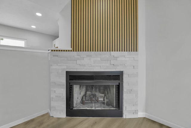 840 Pine Way Dr Unit D2, Columbus, OH 43085 - detailed view of wood finished floors, a fireplace, and recessed lighting