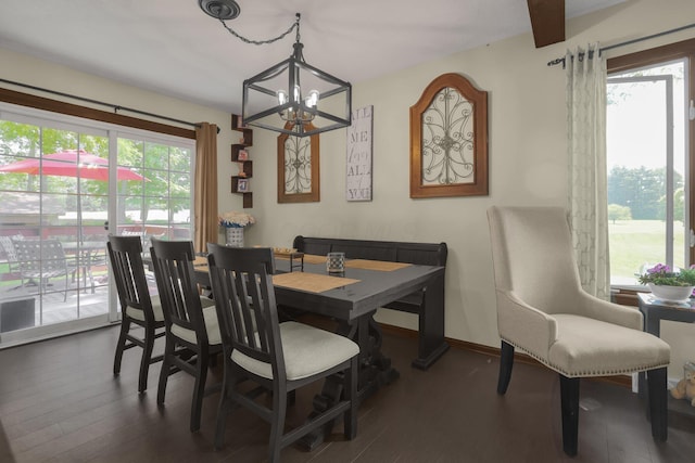 2542 Eckert Rd, Lexington, OH 44904 - dining room featuring a chandelier, plenty of natural light, and dark wood-style flooring