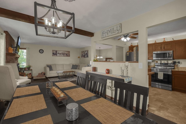 2542 Eckert Rd, Lexington, OH 44904 - dining area with a chandelier and ceiling fan