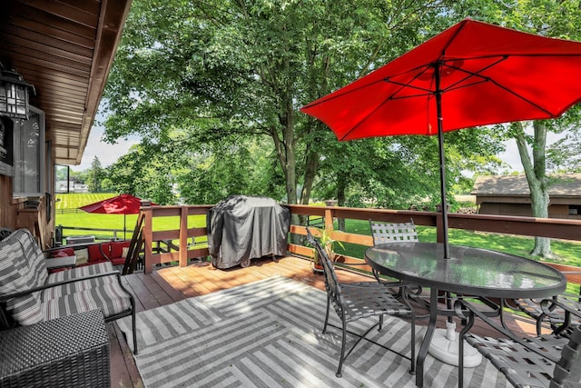 2542 Eckert Rd, Lexington, OH 44904 - wooden terrace featuring area for grilling and outdoor dining space