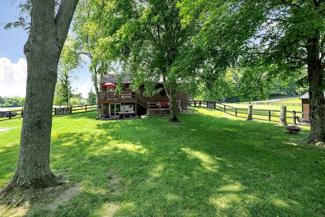 2542 Eckert Rd, Lexington, OH 44904 - fenced backyard featuring a wooden deck and stairs