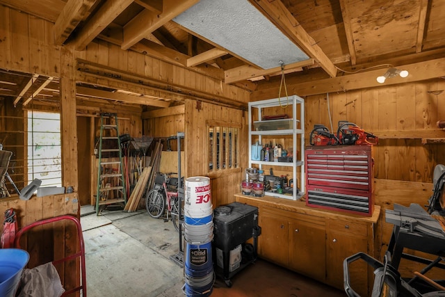 2542 Eckert Rd, Lexington, OH 44904 - below grade area with a workshop area and wood walls