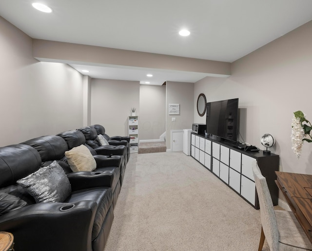 4949 Heath Gate Dr, New Albany, OH 43054 - living room featuring carpet floors, recessed lighting, and stairway