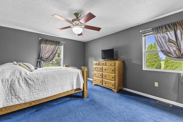 1290 Knorr Rd, Galion, OH 44833 - bedroom featuring carpet, a ceiling fan, and a textured ceiling