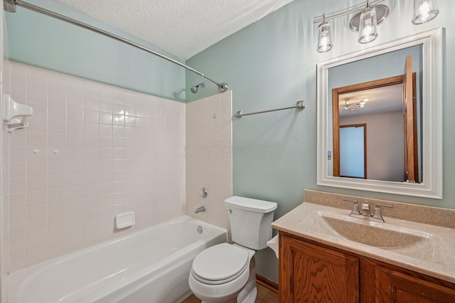 7591 Creekbend Dr, Pickerington, OH 43147 - bathroom with a textured ceiling,  shower combination, and vanity