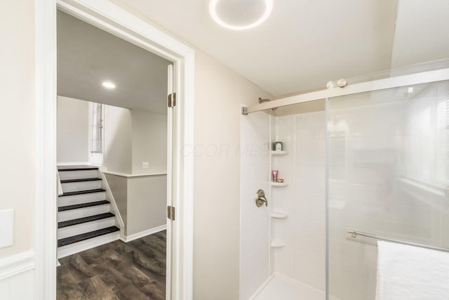 5032 Labelle Dr, Columbus, OH 43232 - full bath with wood finished floors and a shower stall