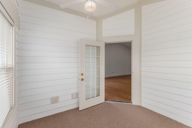 8209 Farm Crossing Cir, Powell, OH 43065 - carpeted empty room with ceiling fan and french doors
