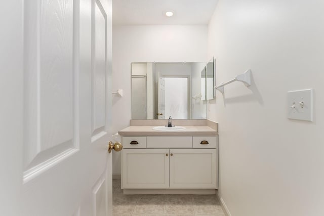 8209 Farm Crossing Cir, Powell, OH 43065 - bathroom with vanity and tile patterned floors