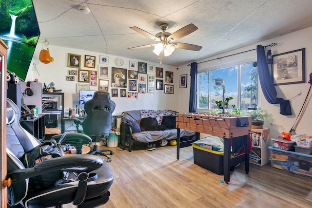 718 Bradwell Dr, Columbus, OH 43207 - office featuring a ceiling fan and wood finished floors