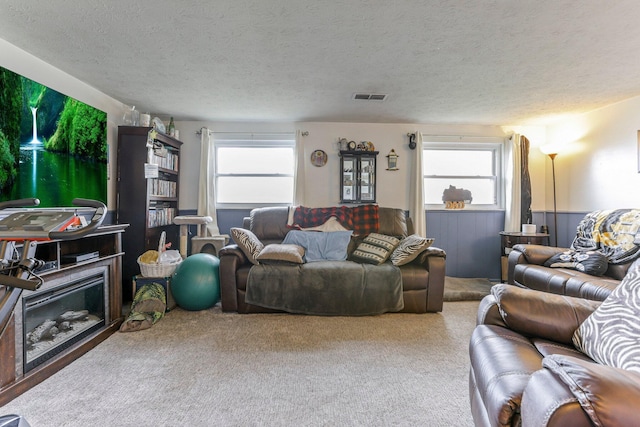 718 Bradwell Dr, Columbus, OH 43207 - living room with carpet and a textured ceiling