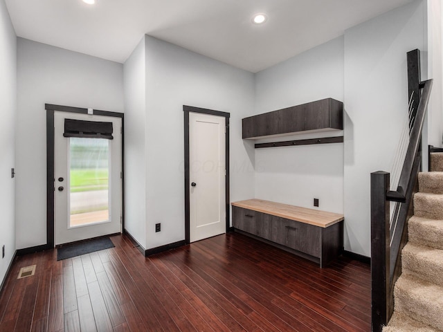 241 N 17th St, Columbus, OH 43203 - entryway featuring stairs, dark wood-style floors, and recessed lighting