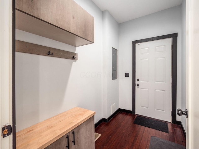 241 N 17th St, Columbus, OH 43203 - mudroom featuring electric panel and dark wood-type flooring