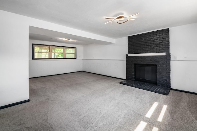 1908 Lost Valley Rd, Powell, OH 43065 - unfurnished living room with carpet and a fireplace