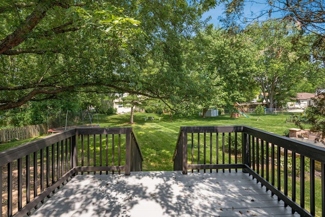 1908 Lost Valley Rd, Powell, OH 43065 - wooden deck featuring a shed, a playground, and a fenced backyard