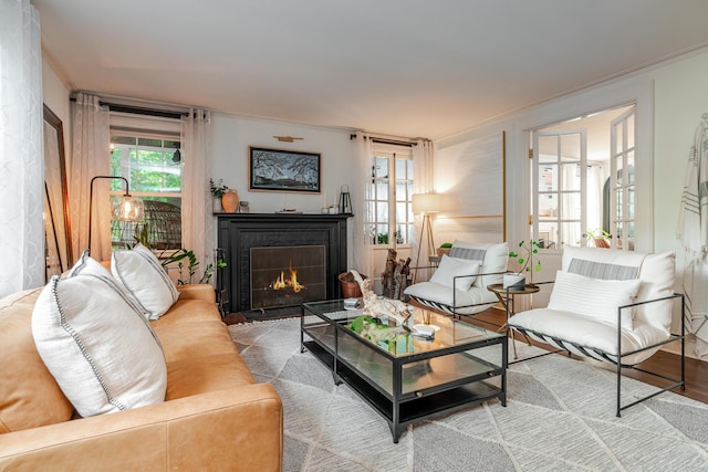 233 Preston Rd, Columbus, OH 43209 - living area with a fireplace with flush hearth and wood finished floors