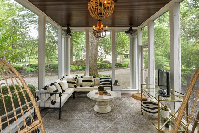 233 Preston Rd, Columbus, OH 43209 - sunroom / solarium with a chandelier and expansive windows
