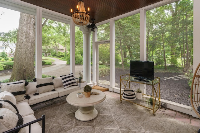 233 Preston Rd, Columbus, OH 43209 - sunroom with a chandelier