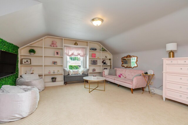233 Preston Rd, Columbus, OH 43209 - living room featuring vaulted ceiling and carpet