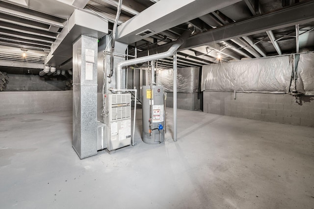 2840 Harnet Ct, Columbus, OH 43231 - unfinished basement with water heater and heating unit