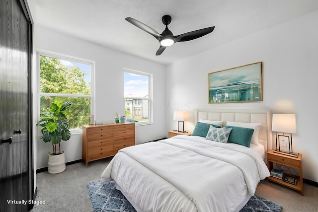 2840 Harnet Ct, Columbus, OH 43231 - bedroom featuring carpet floors and a ceiling fan