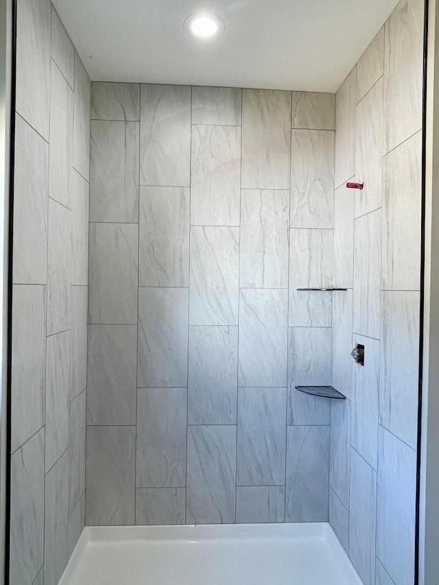 32352 Lilac Ln, Logan, OH 43138 - bathroom featuring tiled shower and recessed lighting
