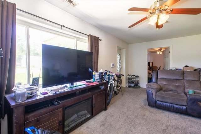 1935 Sedan Ave, Obetz, OH 43207 - living area featuring light colored carpet and a ceiling fan