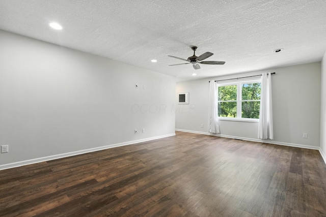 65 Jeffery Ln SE, Heath, OH 43056 - unfurnished room featuring ceiling fan, dark wood finished floors, recessed lighting, and a textured ceiling