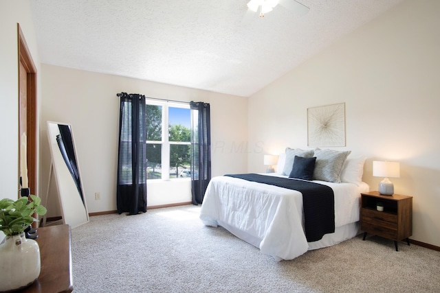 237 Harvard Loop, Delaware, OH 43015 - bedroom featuring light colored carpet, lofted ceiling, and a textured ceiling