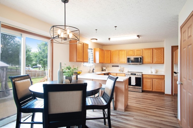 237 Harvard Loop, Delaware, OH 43015 - kitchen with appliances with stainless steel finishes, light wood-style flooring, a textured ceiling, healthy amount of natural light, and light countertops