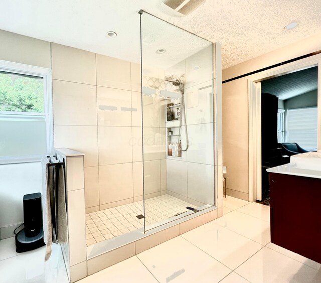 8576 Army Pl, Galloway, OH 43119 - bathroom with a shower stall, vanity, recessed lighting, and tile patterned floors