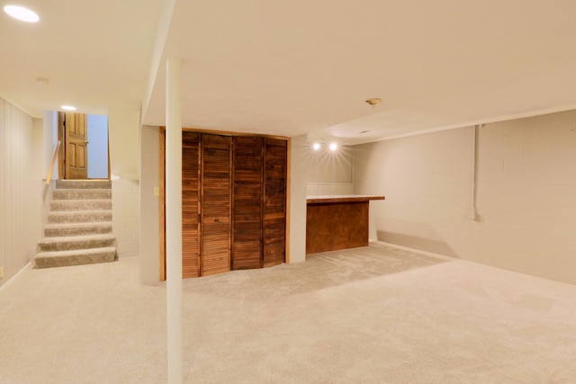 249 Orchard View Dr NE, Lancaster, OH 43130 - finished basement featuring carpet, stairway, a dry bar, and recessed lighting