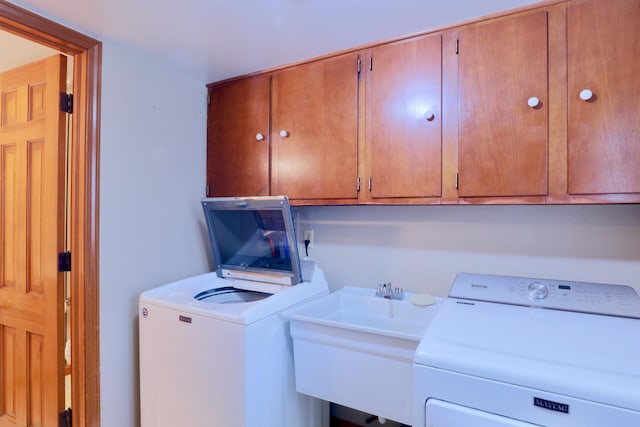 249 Orchard View Dr NE, Lancaster, OH 43130 - washroom with cabinet space and washer and dryer