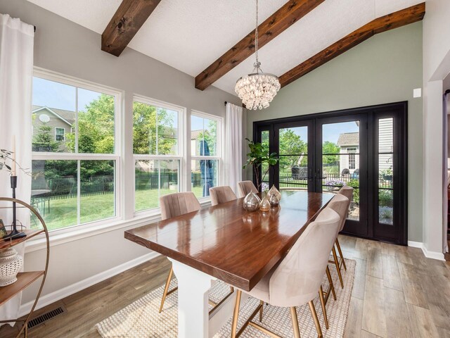 153 Shawnee Dr, Pickerington, OH 43147 - dining room featuring french doors, plenty of natural light, light wood finished floors, and a chandelier