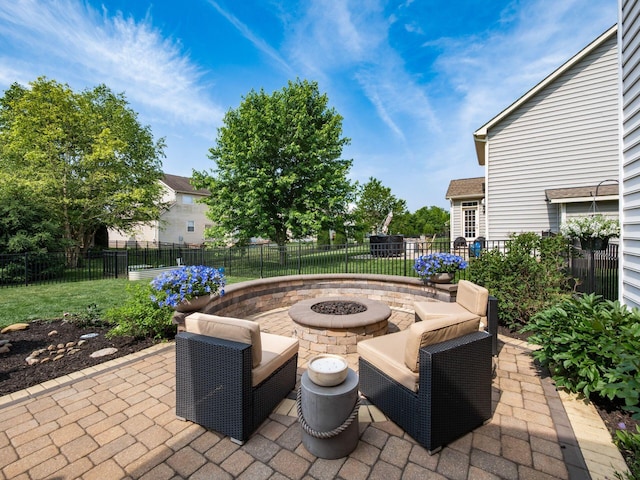 153 Shawnee Dr, Pickerington, OH 43147 - fenced backyard with a fire pit and a patio