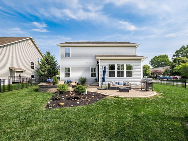 153 Shawnee Dr, Pickerington, OH 43147 - back of house featuring an outdoor hangout area, a patio, and a fenced backyard