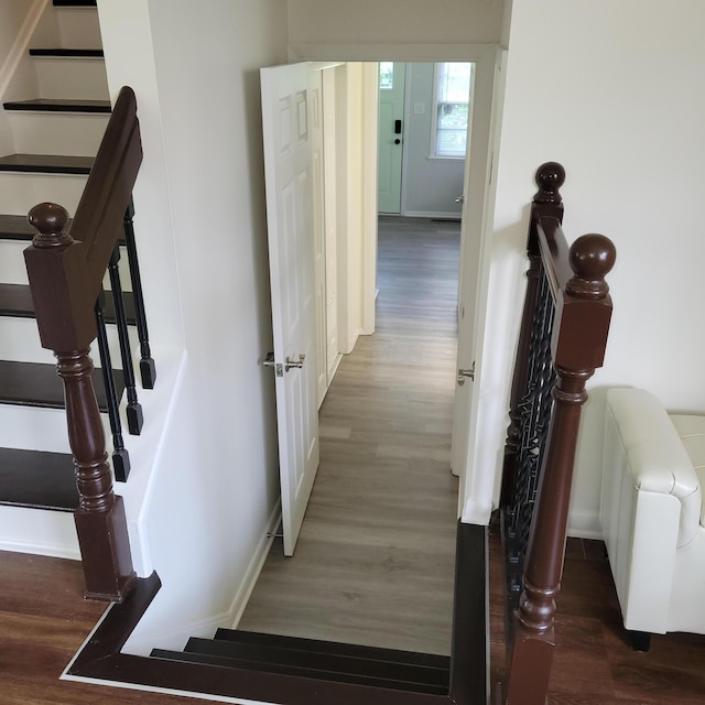 1121 Afton Rd, Columbus, OH 43221 - staircase with wood finished floors