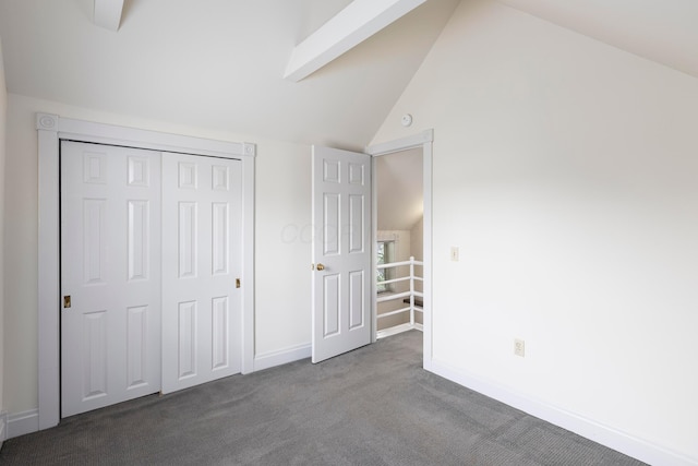 318 Berger Aly, Columbus, OH 43206 - unfurnished bedroom with carpet floors, vaulted ceiling, and a closet