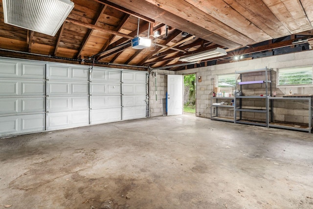 1208 Carolwood Ave, Columbus, OH 43227 - garage with a garage door opener and concrete block wall