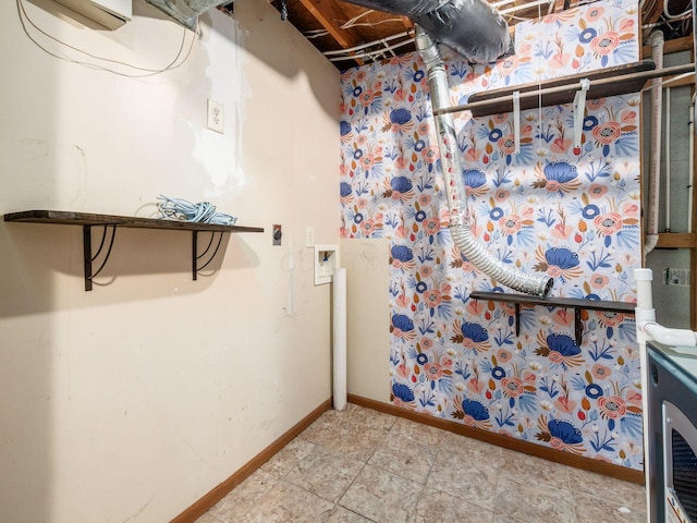 5264 Davidson Rd, Hilliard, OH 43026 - unfinished basement with baseboards and an AC wall unit