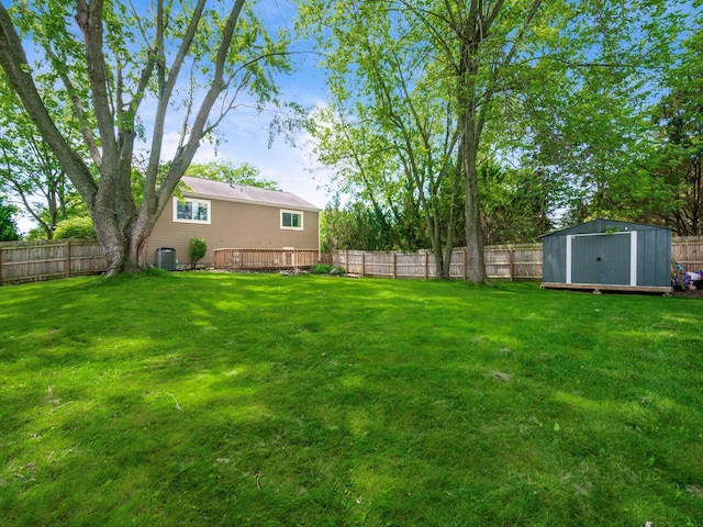 5264 Davidson Rd, Hilliard, OH 43026 - fenced backyard featuring a shed and a wooden deck