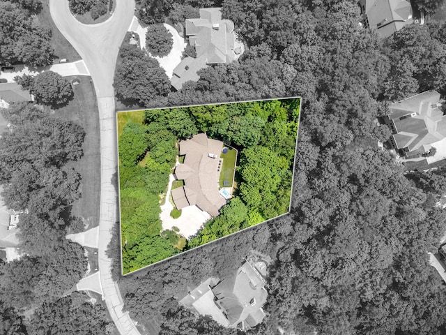 1967 Woodlands Pl, Powell, OH 43065 - aerial view of residential area with property boundaries highlighted