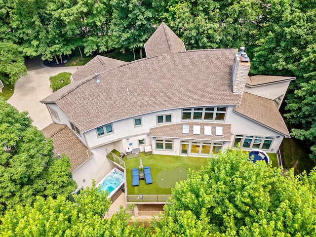 1967 Woodlands Pl, Powell, OH 43065 - view from above of property featuring a pool