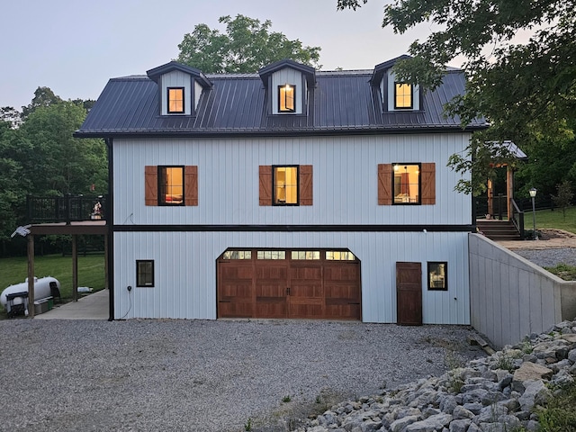 1240 Beath Ln, South Salem, OH 45681 - modern farmhouse style home with a metal roof, gravel driveway, and an attached garage