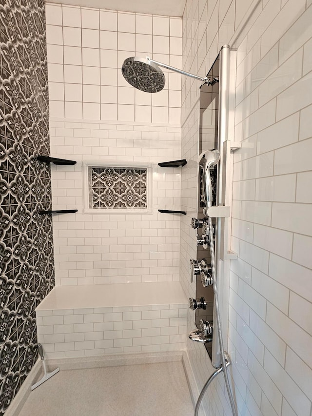 1240 Beath Ln, South Salem, OH 45681 - full bathroom featuring tiled shower and wallpapered walls