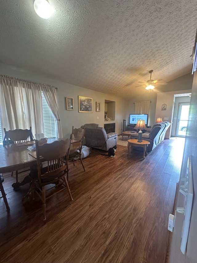 5393 Blanchard Dr, Canal Winchester, OH 43110 - living area featuring dark wood-type flooring, a ceiling fan, and a textured ceiling