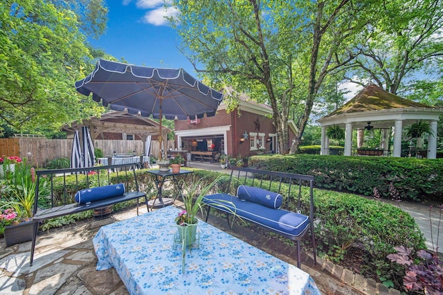 2465 E Broad St, Bexley, OH 43209 - view of patio / terrace with a gazebo, an outdoor hangout area, and a ceiling fan