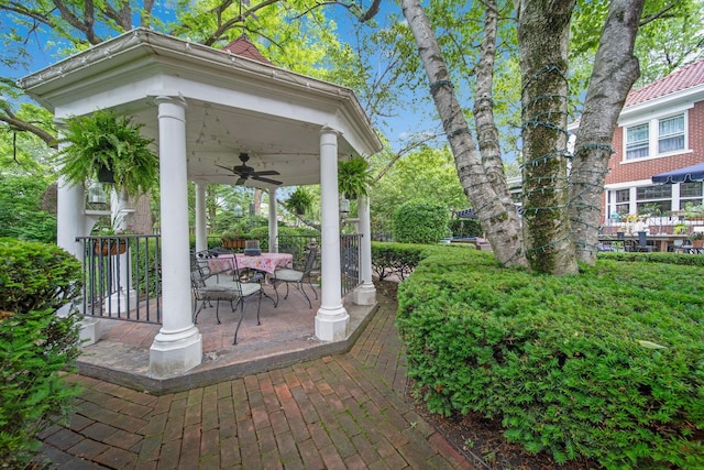 2465 E Broad St, Bexley, OH 43209 - view of patio / terrace featuring a ceiling fan and outdoor dining space