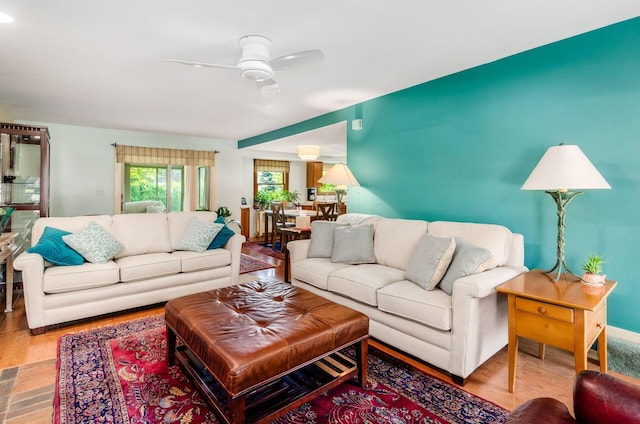 1133 Rockport Ln, Columbus, OH 43235 - living area with ceiling fan and wood finished floors