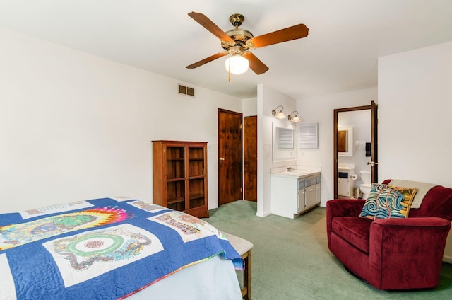 1133 Rockport Ln, Columbus, OH 43235 - carpeted bedroom featuring connected bathroom and a ceiling fan