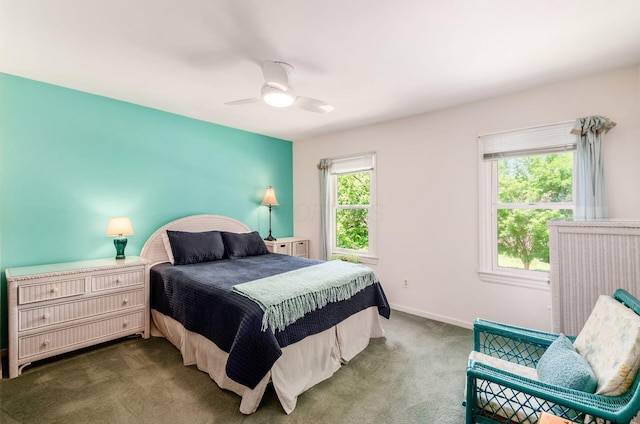 1133 Rockport Ln, Columbus, OH 43235 - bedroom featuring dark carpet and ceiling fan